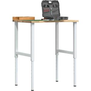 vidaXL Работна маса 80x60x(71, 5-98) cm Дъб от масивна дървесина (3309716)