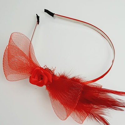 RB-nakuplevne Červený fascinátor s mašlí a růžičkou pro vášnivý look – Zboží Mobilmania