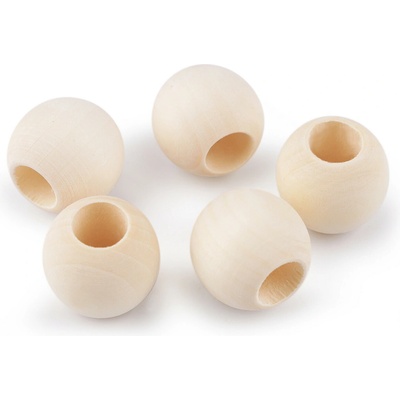 Dřevěné korálky nelakované Ø25 mm, malé, přírodní sv.