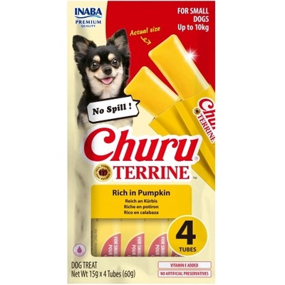 Inaba Foods Dog Churu Terrine - Лакомство за кучета, фин крем с Тиква, 4 броя х 15 грама, Япония EUD525