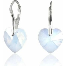 Swarovski Elements Heart krystal stříbrné náušnice visací bílé srdce srdíčka 31125.1 Crystal bílá čirá křišťálová