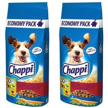 Chappi 2x13, 5кг - суха храна за кучета с говеждо месо, птиче месо и зеленчуци