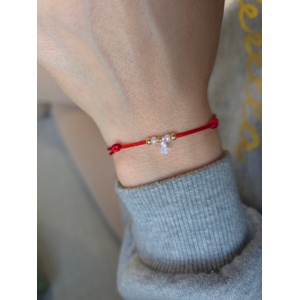 Kathryn' s Bracelets Дамска гривна с червен конец и златно топче (ВМ4)