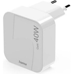 Hama GaN зарядно 40W, 2x USB-C, Power Delivery 3.0, сгъваем щепсел, бяло (HAMA-201955)