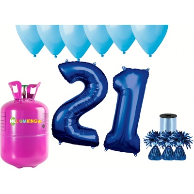 HeliumKing Hélium párty set na 21. narodeniny s modrými balónmi
