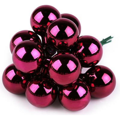Prima-obchod Vánoční skleněná baňka na drátku Ø2,5 cm mat a lesk, barva 15 pink lesk