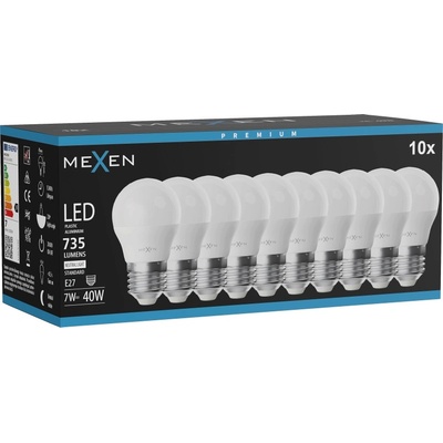 Mexen Nova 10x LED крушка E27, G45, 7W, Неутрална - 4000K, 735 lm - L101-E27-0740-01x10 (L101-E27-0740-01x10)