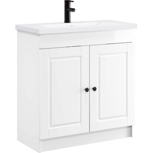 vidaXL Комплект мебели за баня Бял гланц 78, 5 x 37, 5 x 81 см (3404138)