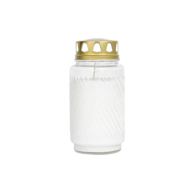 Lampička hřbitovní skleněná RIBBED d9x17cm, bílá