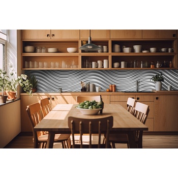 DIMEX ART s. r. o Фототапет за кухня - сребърни вълни 420 x 60 см