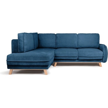 Bonami Син сгъваем ъглов диван от рипсено кадифе (ляв ъгъл) Tori - Bonami Selection (TORILLEFTCORNERPOSO5)