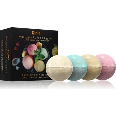 Delia Cosmetics Fizzing Bath Bombs Fruity Mix подаръчен комплект за вана 4x100 гр