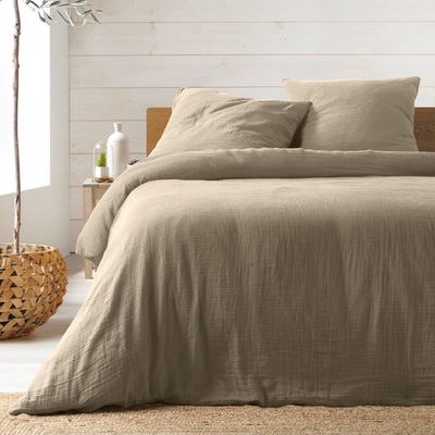 douceur d'intérieur Бежово удължено муселиново спално бельо за двойно легло 240x260 cm Angelia - douceur d'intérieur (1644709)