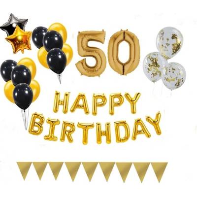 Balónkový set zlato černý číslo 50