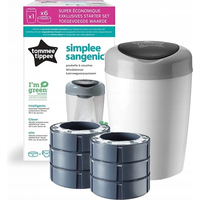 Tommee Tippee Sangenic Simplee 6x Šedý