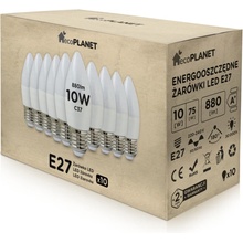 EcoPlanet 10x LED žárovka E27 10W svíčka 880Lm teplá bílá