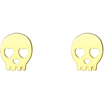 Olivie stříbrné náušnice LEBKA GOLD 9374