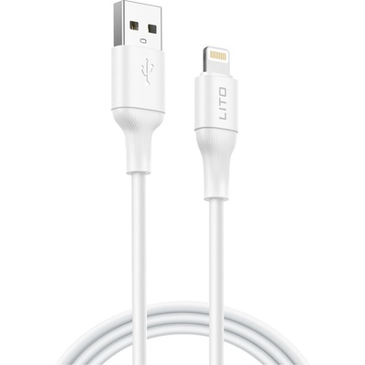 Lito Кабел за данни с USB конектори, Lightning, 1m - Lito (LD06L) - Бял
