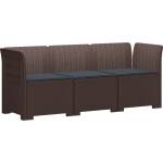vidaXL Пейка за градина с Cushions във вид на ратан ПП Кафяво (3443825)