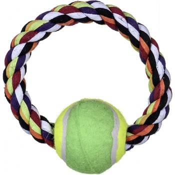Trixie Bavlnený povraz v tvare kruhu s tenisovou loptičkou - 18cm