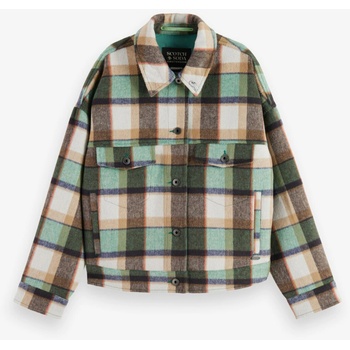 Scotch & Soda Зелено дамско карирано леко яке със смес от вълна Scotch & Soda Scotch & Soda | Zelen | ЖЕНИ | S