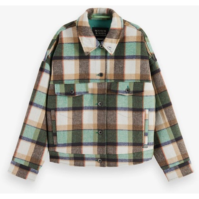 Scotch & Soda Зелено дамско карирано леко яке със смес от вълна Scotch & Soda Scotch & Soda | Zelen | ЖЕНИ | S
