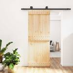 vidaXL Преплъзваща се врата Естествено и черно 80 x 210 cm (3444972)