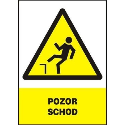 Tabule výstražná Pozor schod A4