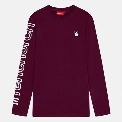 Fenchurch Тениска Fenchurch Men's Walsh Long-Sleeve T-Shirt - Burgundy