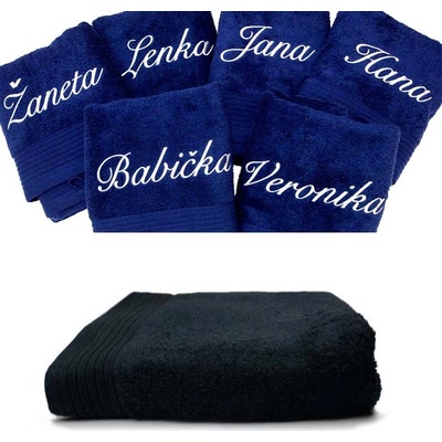 Zelenáčky ručník s výšivkou jména na přání bavlna 50 x 100 cm černá