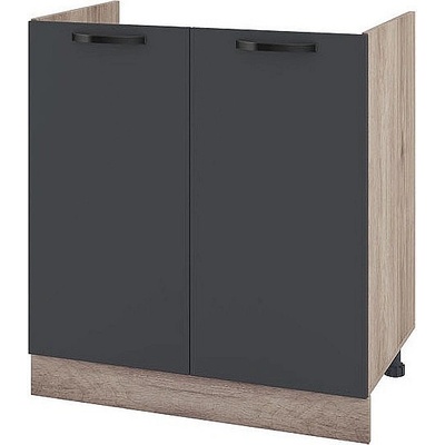 ИРИМ Долен кухненски шкаф за бордова мивка Сити АРФ-Карбон мат-11-30 80 см