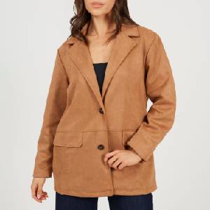 Brave Soul Дамско сако Brave Soul BS Womens Faux Suede Tan Blazer - Tan