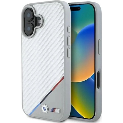 BMW Калъф BMW M Carbon Tricolor Line MagSafe за iPhone 16 - сив (3666339312022)