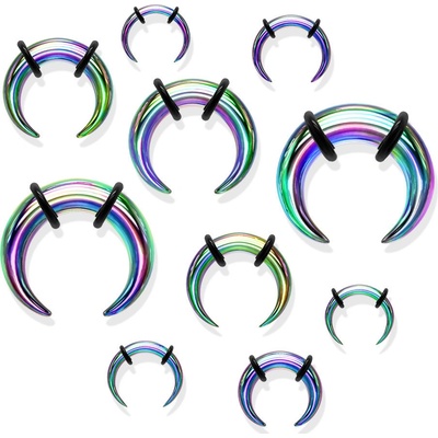 Šperky Eshop ocelový piercing do ucha ve stylu buffalo duhová černé gumičky C5.9