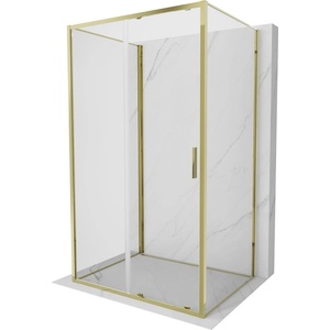 Mexen Exo-3S душ кабина 3-стенна разтегателна 150 x 75 cm, прозрачна, златна (8151-150-075-50-00-3S)