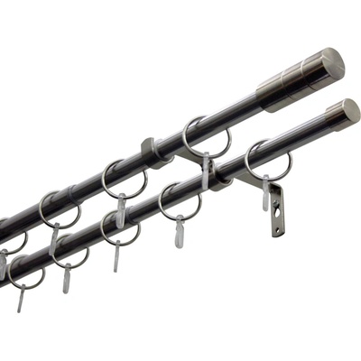 GARDINIA КОРНИЗ РАЗТЕГАЕМ ДВОЕН gardinia ЦИЛИНДЪР 190-340см СТОМАНА ОПТИК (22-4895)
