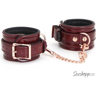 Liebe Seele Wine Red Handcuffs, bdsm kožená pouta na ruce