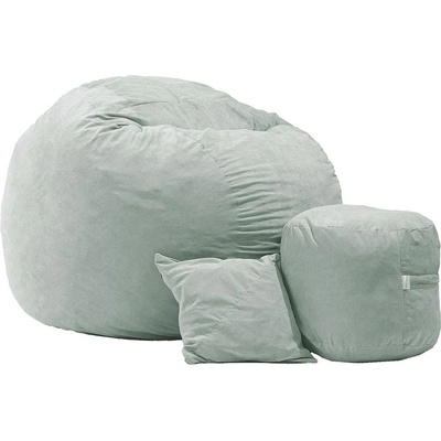 PUFRELAX Комплект, Барбарон с табуретка за крака и декоративна възглавница 900л. , King Size XL - Light Mint, Перящ се калъф, Трансформира се в легло, Пълнеж с микс от мемори пяна и дунапрен, Гама Premium (PUF-M-KOPXL-PT-LM)