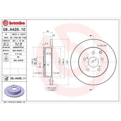 BREMBO Brzdový kotúč 08A42911