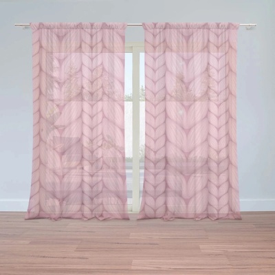 Sablio Záclony Striedajúce ružové pletenie: 2ks 150x250cm