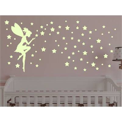 Светещи стикери за стена Фея със звезди и точки (1407)