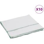 vidaXL Кърпи за почистване 10 бр бели със зелени ивици 50x60 см (4014091)