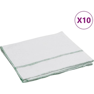 vidaXL Кърпи за почистване 10 бр бели със зелени ивици 50x60 см (4014091)