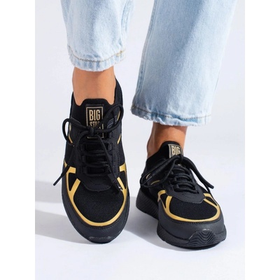 Big Star Shoes Stylové tenisky dámské bez podpatku černé