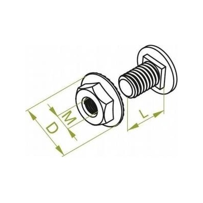 Baks Mushroom bolt + barbed collar cap SGKM6x12e (1.4301) 661020 /100pcs. /