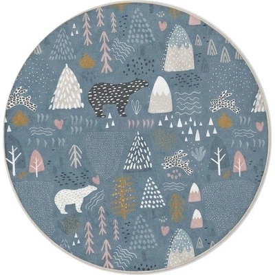Mila Home Син детски килим подходящ за пране ø150 cm Forest Land - Mila Home (HKC-YuvHali-312-150x150)