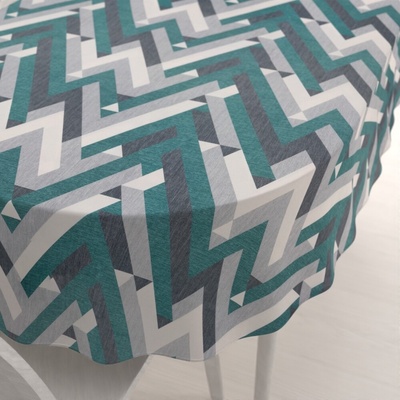 Biante Zamatový oválny obrus Tamara TMR-026 Zeleno-sivý designový cik-cak 100x140 cm