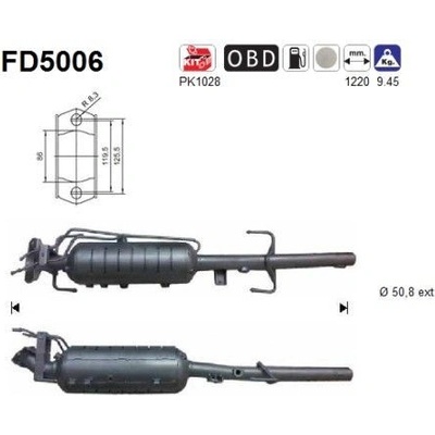 Filtr sazových částic, výfukový systém AS FD5006