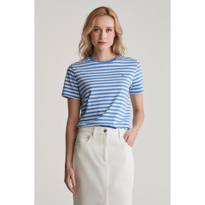 Gant REG STRIPED SHIELD SS T-SHIRT PERFECT BLUE