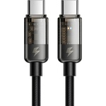 Mcdodo Кабел за данни - Mcdodo (CA-2840) - Type-C → Type-C, 100W, бързо зареждане, прозрачен дизайн, Auto Power Off, 1.2m - Черен